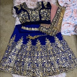 FULLY EMBELLISHED/EMBROIDERED NAVY LEHENGA SZ 42XL